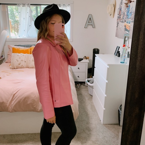 Black Rivet pink 100% leather zip up jacket - Picture 14 of 16